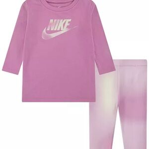 Little Girls Long Sleeve Logo T-Shirt & Printed Dri-FIT Leggings Set
